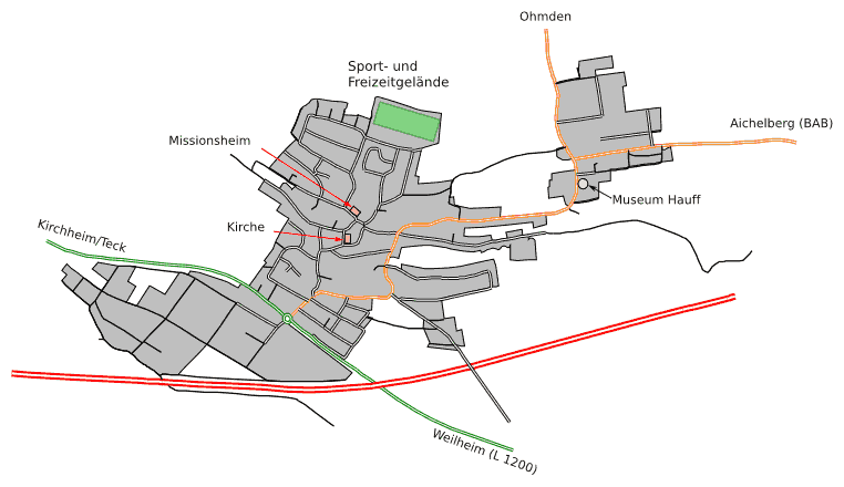 Anfahrtskizze Missisheim (Ortsplan)